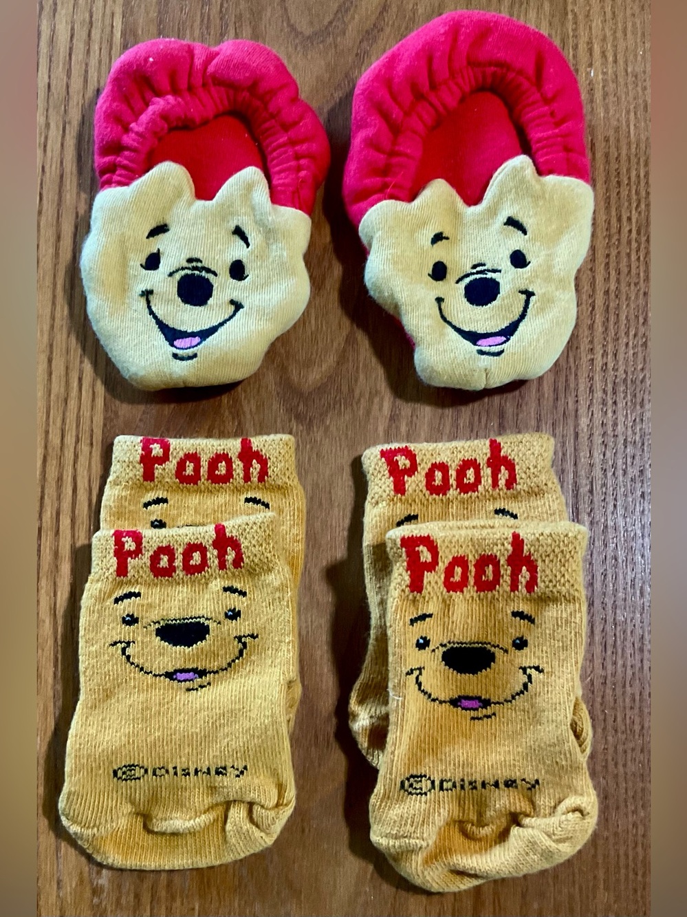 Disney Winnie the Pooh Slippers & Socks - Yellow & Red